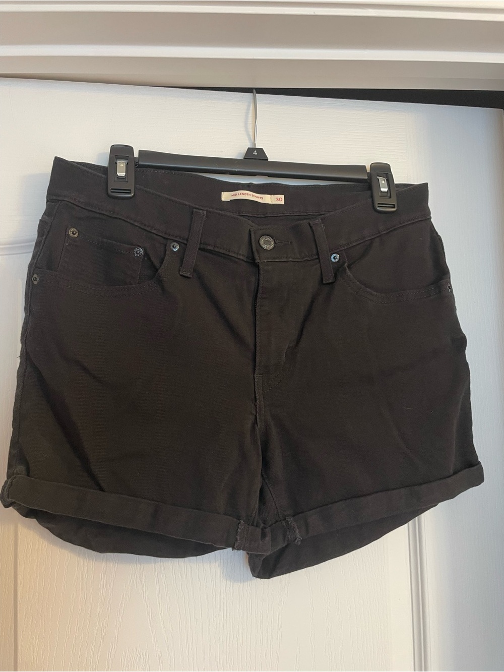 Levi’s Black Denim Jean Shorts with Rolled Hem size 30